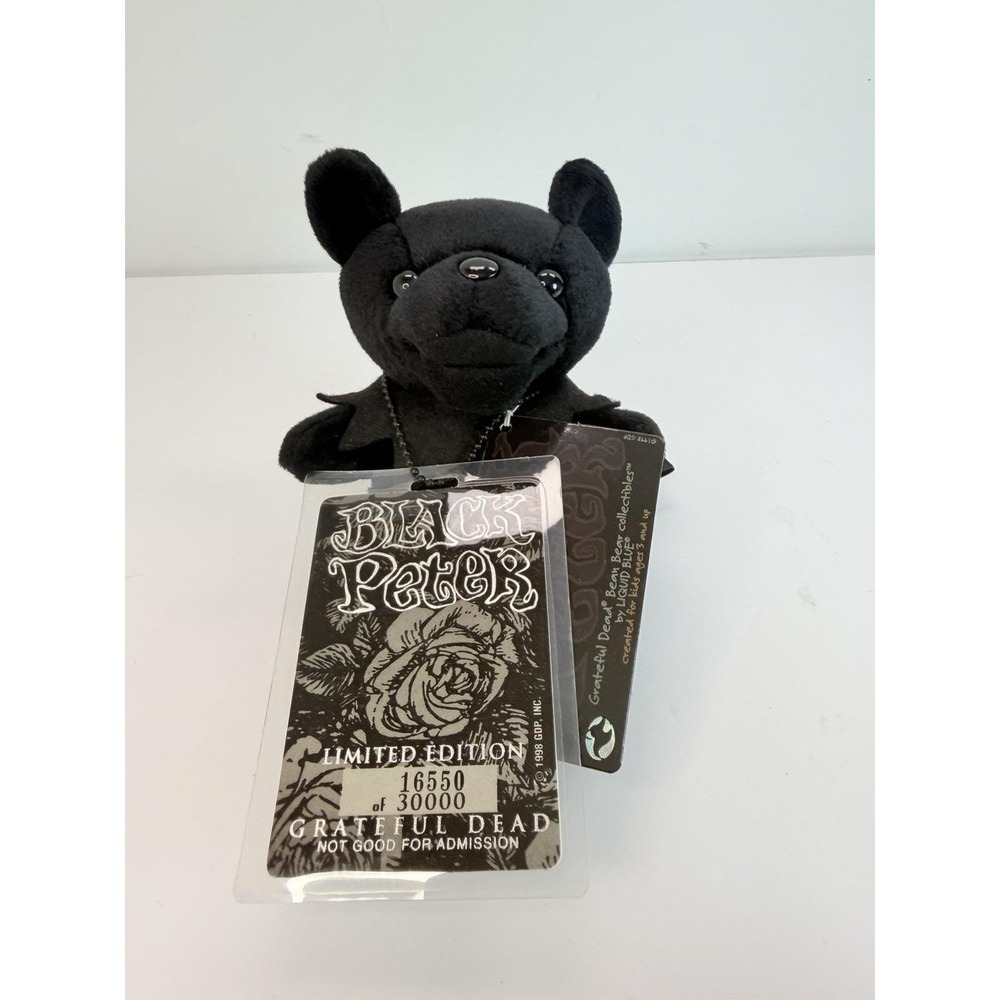 Grateful Dead 7" Bean Bear Limited Edition Plush Black Peter By Liquid Blue 1998